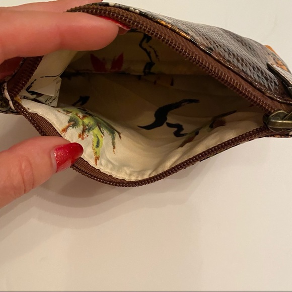 CHI CARLOS FALCHI BAG COSMETIC MULTI COLOR BROWN WHITE REPTILE PRINT PVC ZIP - Picture 5 of 12